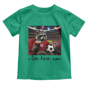 Norway Soccer Football Fan Norge Norwegian Flag Toddler T Shirt Funny Raccoon I Live Here Now TS14 Irish Green Print Your Wear