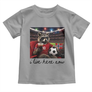 Norway Soccer Football Fan Norge Norwegian Flag Toddler T Shirt Funny Raccoon I Live Here Now TS14 Sport Gray Print Your Wear