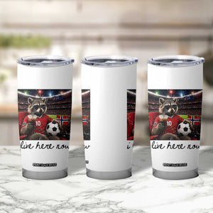 Norway Soccer Football Fan Norge Norwegian Flag Tumbler Cup Funny Raccoon I Live Here Now TS14 Print Your Wear