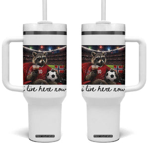 Norway Soccer Football Fan Norge Norwegian Flag Tumbler With Handle Funny Raccoon I Live Here Now TS14 One Size: 40 oz White Print Your Wear