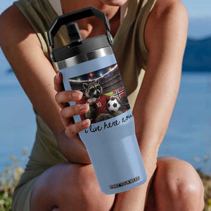 Norway Soccer Football Fan Norge Norwegian Flag Flip Straw Tumbler Funny Raccoon I Live Here Now TS14 One Size: 30 oz Light Blue Print Your Wear