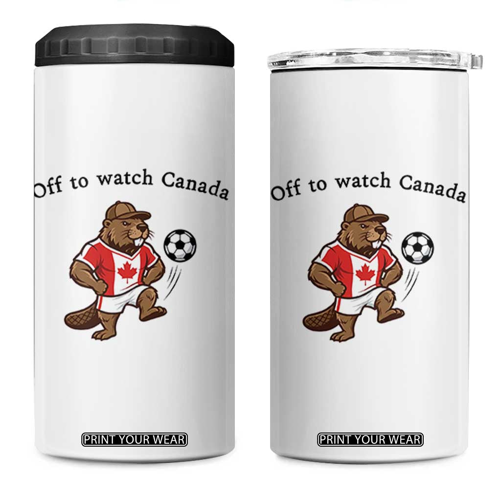 Off to Watch Canada 4 in 1 Can Cooler Tumbler Patriotic Canadian Beaver Football Fan Gift TS14 One Size: 16 oz White Print Your Wear