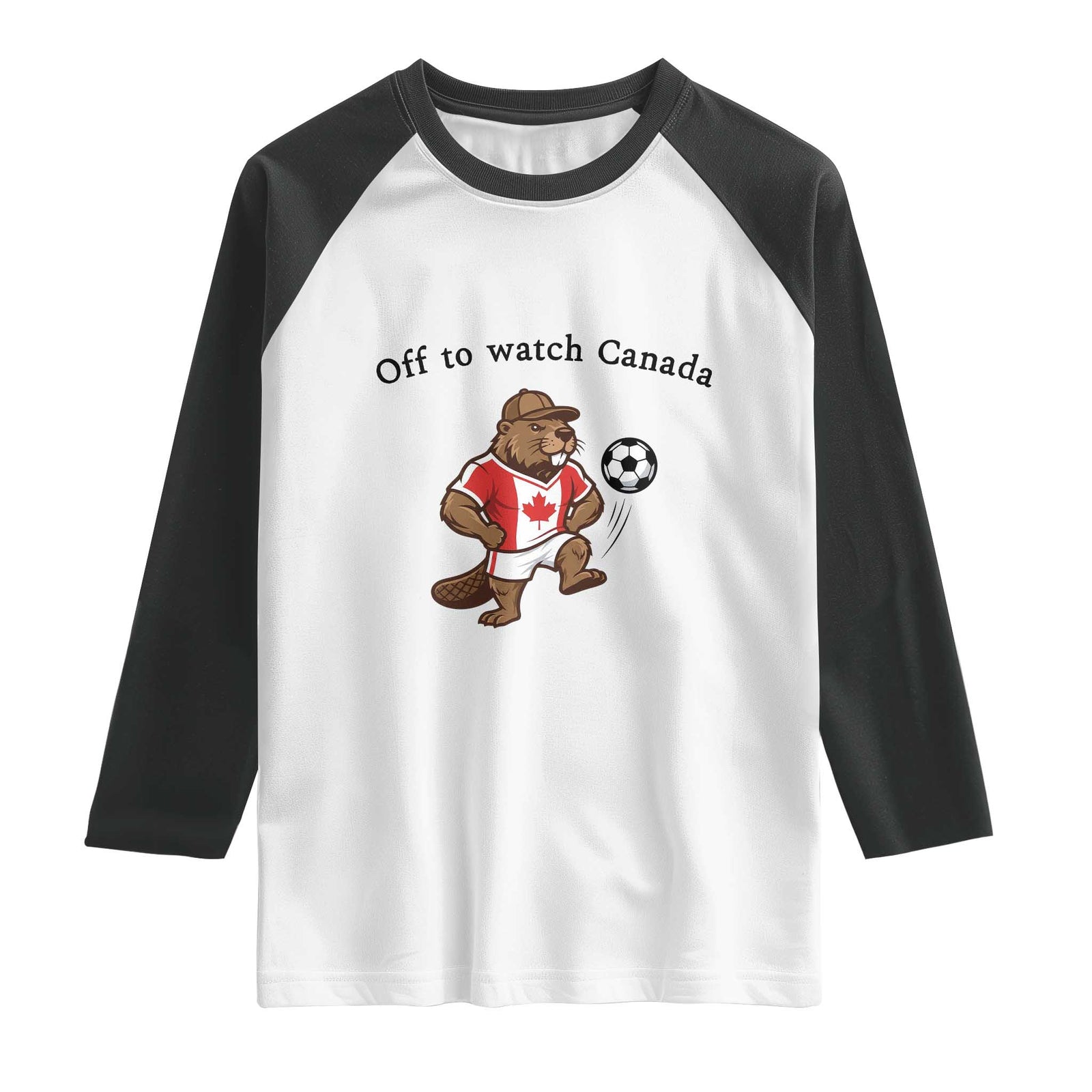 Off to Watch Canada Raglan Shirt Patriotic Canadian Beaver Football Fan Gift TS14 White Black Print Your Wear