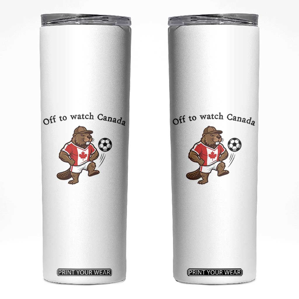 Off to Watch Canada Skinny Tumbler Patriotic Canadian Beaver Football Fan Gift