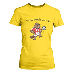 Off to Watch Canada T Shirt For Women Patriotic Canadian Beaver Football Fan Gift