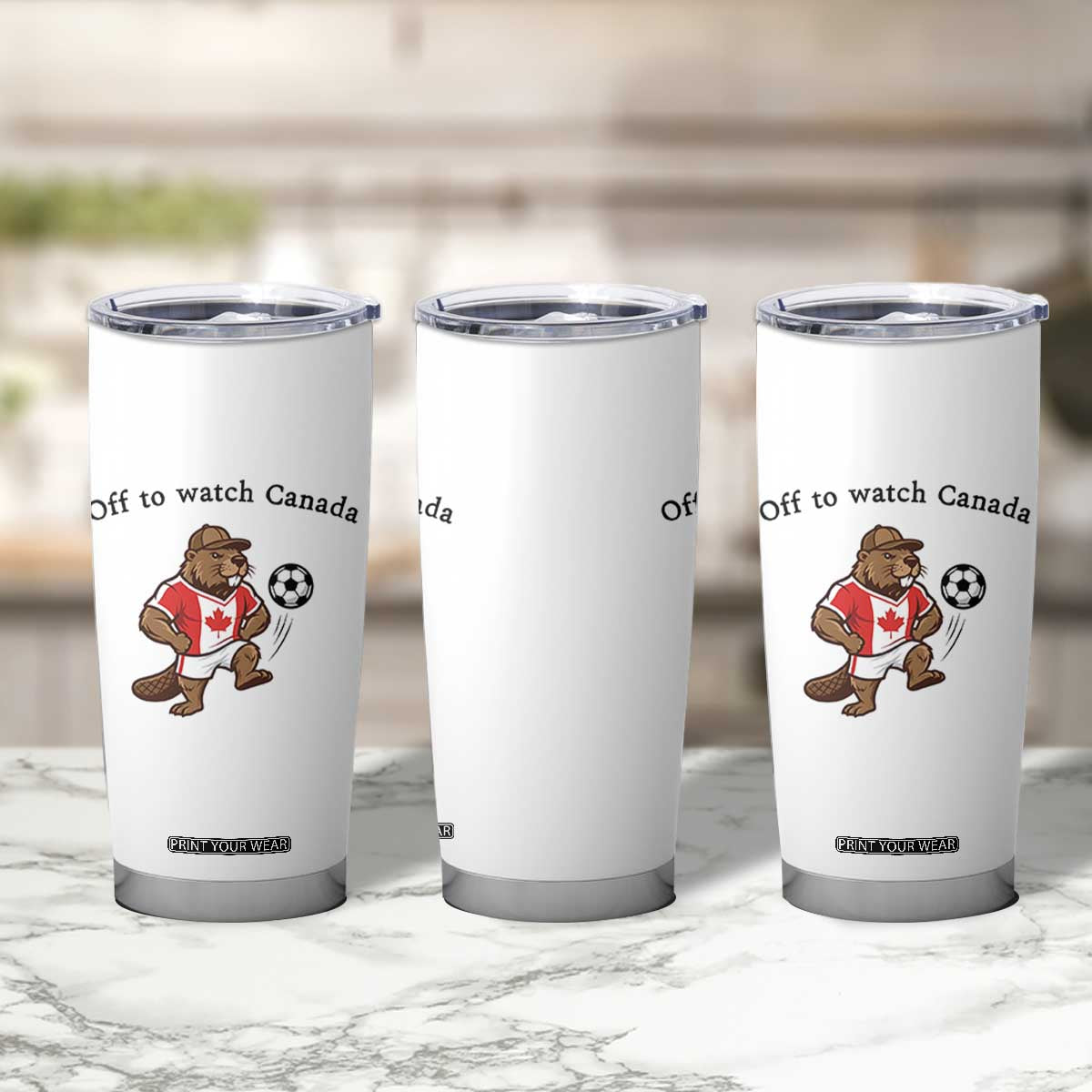 Off to Watch Canada Tumbler Cup Patriotic Canadian Beaver Football Fan Gift