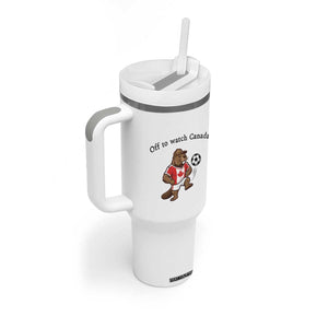Off to Watch Canada Tumbler With Handle Patriotic Canadian Beaver Football Fan Gift
