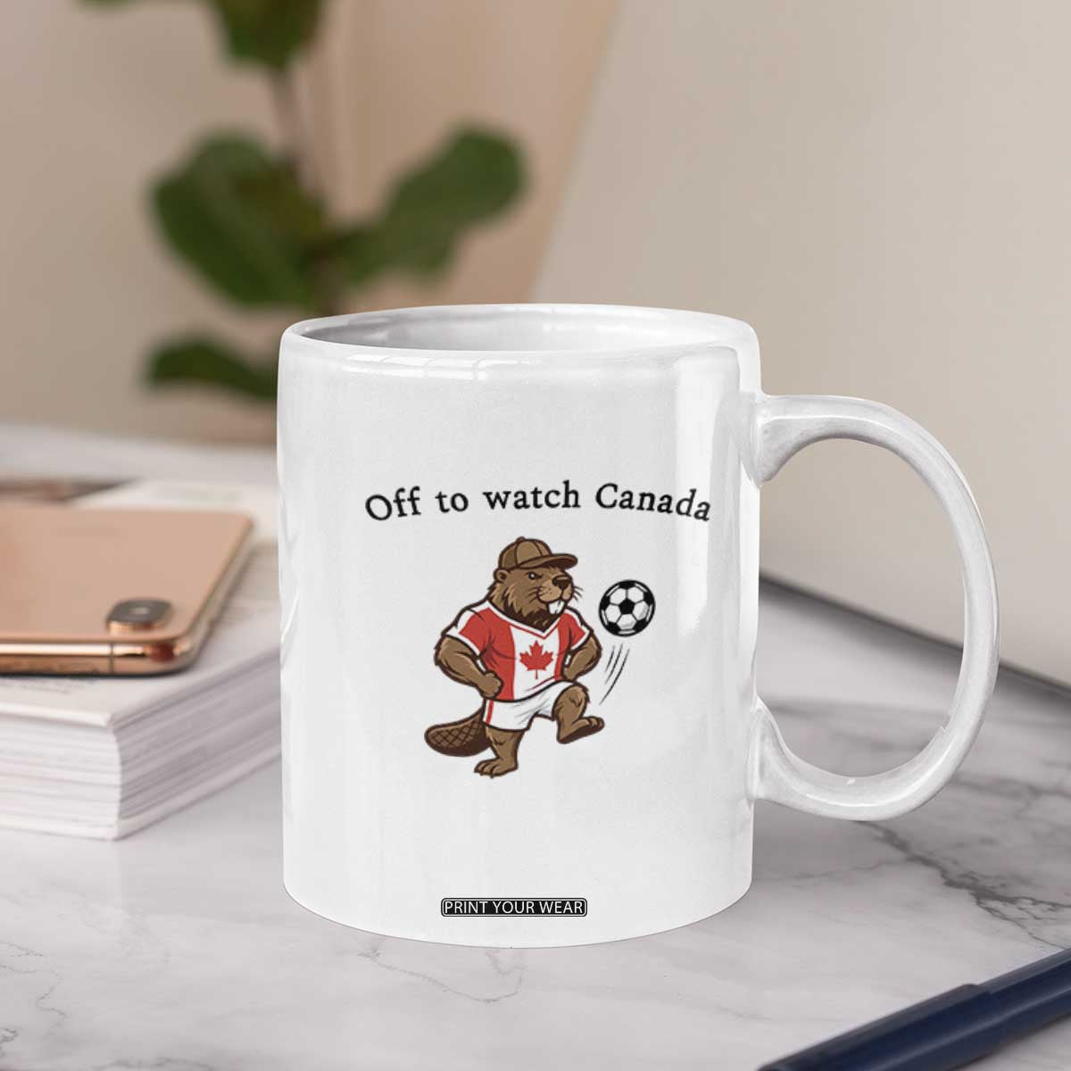 Off to Watch Canada Coffee Mug Patriotic Canadian Beaver Football Fan Gift