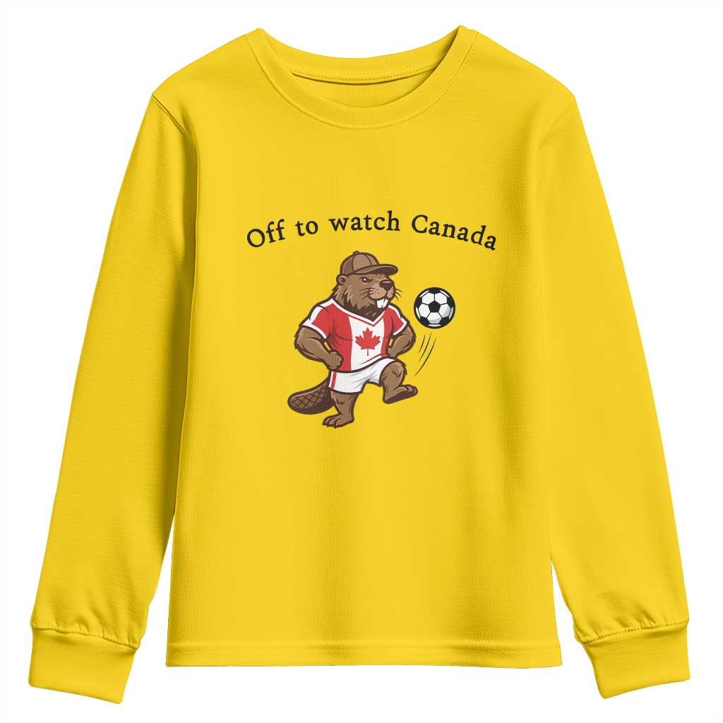 Off to Watch Canada Youth Sweatshirt Patriotic Canadian Beaver Football Fan Gift