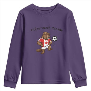 Off to Watch Canada Youth Sweatshirt Patriotic Canadian Beaver Football Fan Gift