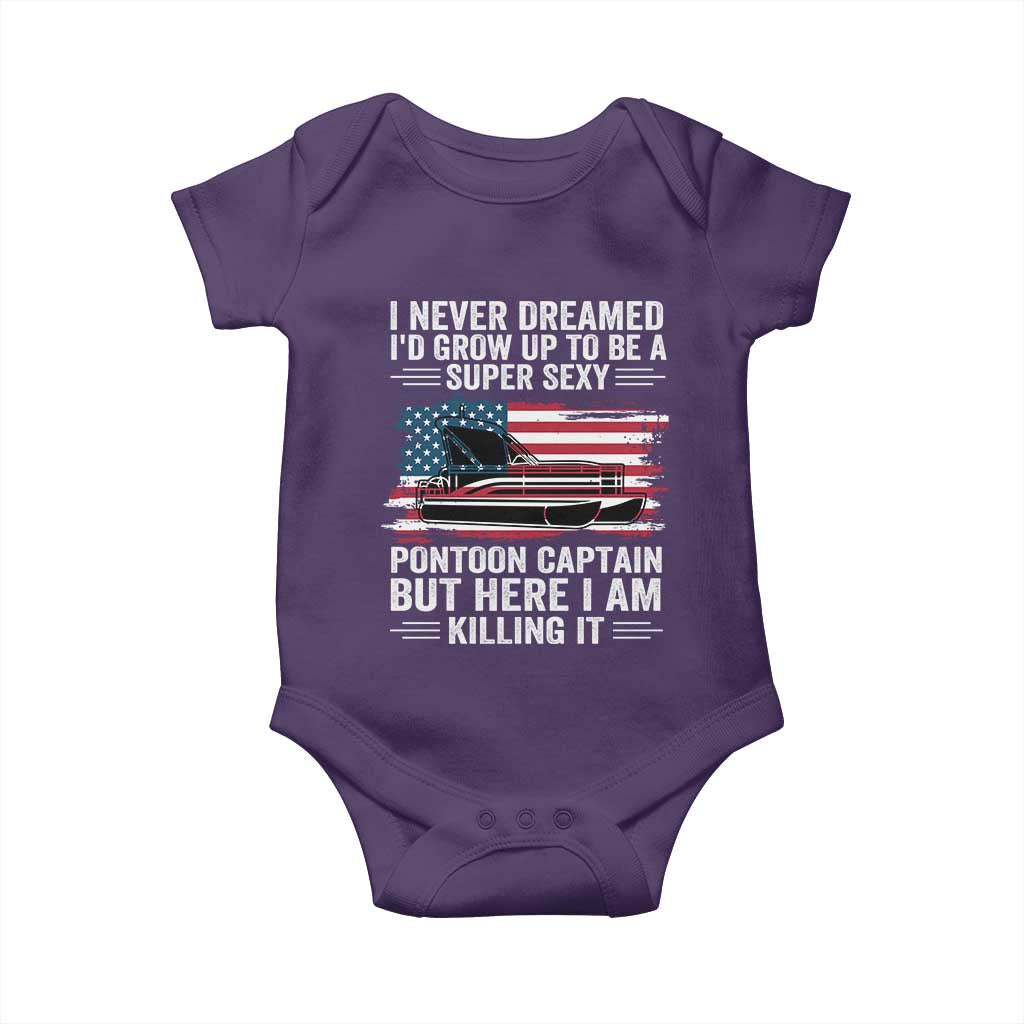 Funny Pontoon Captain Baby Onesie I Never Dreamed I Would Grow Up To Be Super Sexy TS14 Purple Print Your Wear
