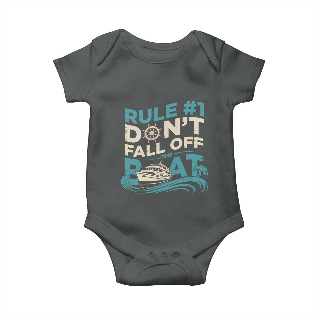 Funny Cruise Ship Baby Onesie Rule Number One Do Not Fall Off The Boat TS14 Dark Heather Print Your Wear