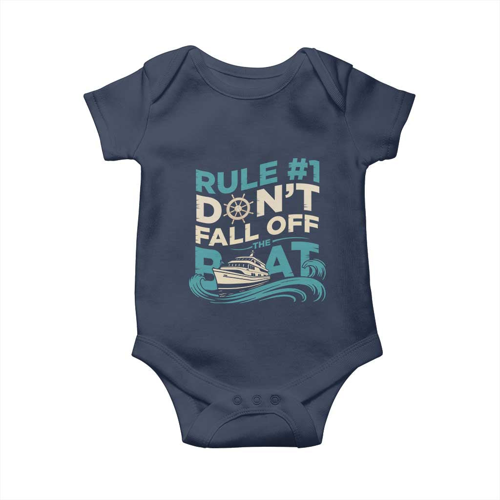 Funny Cruise Ship Baby Onesie Rule Number One Do Not Fall Off The Boat TS14 Navy Print Your Wear