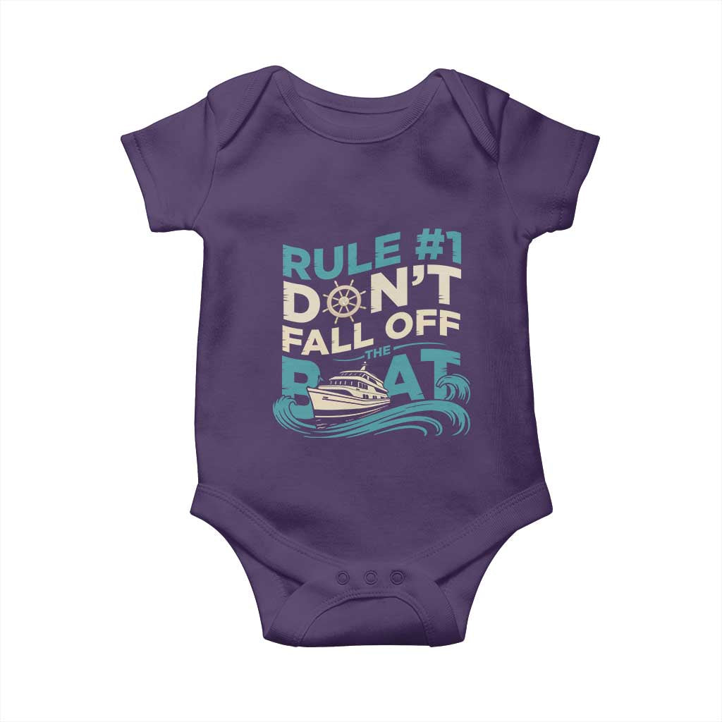Funny Cruise Ship Baby Onesie Rule Number One Do Not Fall Off The Boat TS14 Purple Print Your Wear