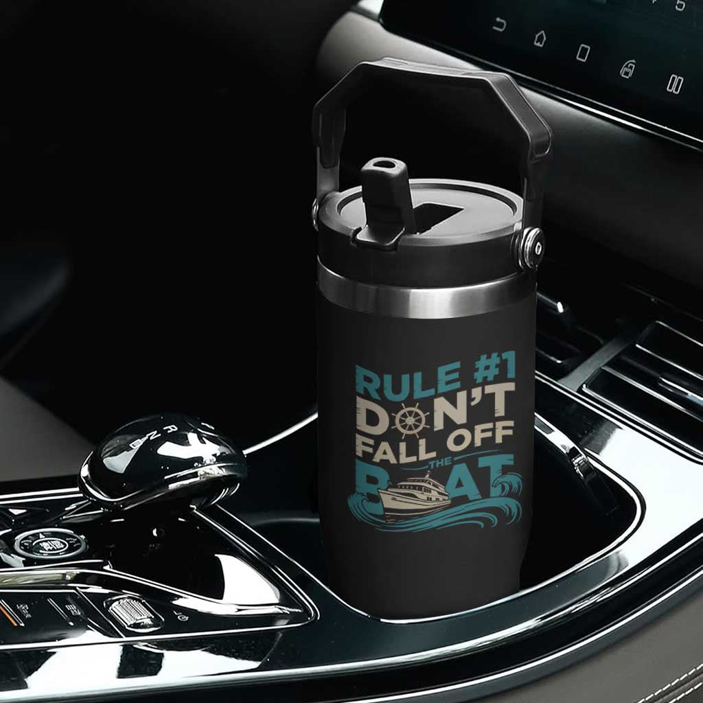 Funny Cruise Ship Flip Straw Tumbler Rule Number One Do Not Fall Off The Boat TS14 Print Your Wear