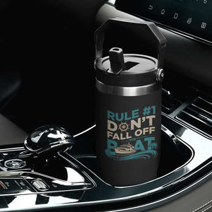 Funny Cruise Ship Flip Straw Tumbler Rule Number One Do Not Fall Off The Boat TS14 Print Your Wear