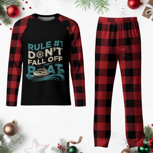 Funny Cruise Ship Plaid Pajama Set Rule Number One Do Not Fall Off The Boat TS14 Buffalo Plaid Print Your Wear