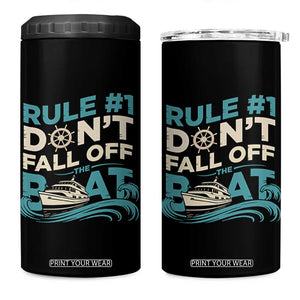 Funny Cruise Ship 4 in 1 Can Cooler Tumbler Rule Number One Do Not Fall Off The Boat TS14 One Size: 16 oz Black Print Your Wear