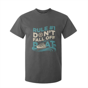 Funny Cruise Ship T Shirt For Kid Rule Number One Do Not Fall Off The Boat TS14 Dark Heather Print Your Wear