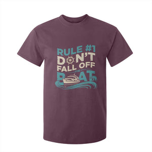 Funny Cruise Ship T Shirt For Kid Rule Number One Do Not Fall Off The Boat TS14 Maroon Print Your Wear
