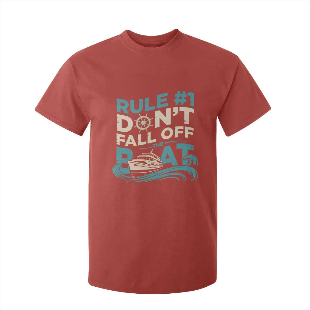 Funny Cruise Ship T Shirt For Kid Rule Number One Do Not Fall Off The Boat TS14 Red Print Your Wear