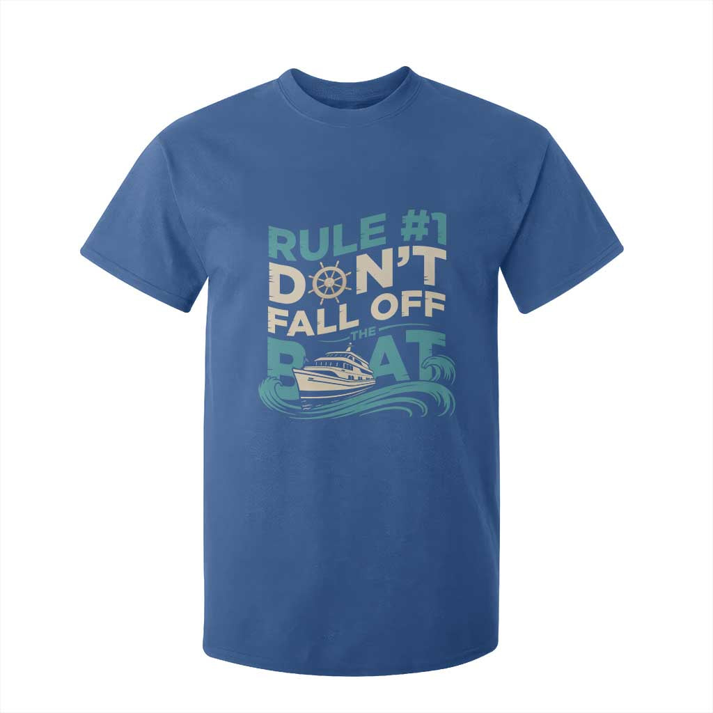 Funny Cruise Ship T Shirt For Kid Rule Number One Do Not Fall Off The Boat TS14 Royal Blue Print Your Wear