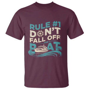 Funny Cruise Ship T Shirt Rule Number One Do Not Fall Off The Boat TS14 Maroon Print Your Wear