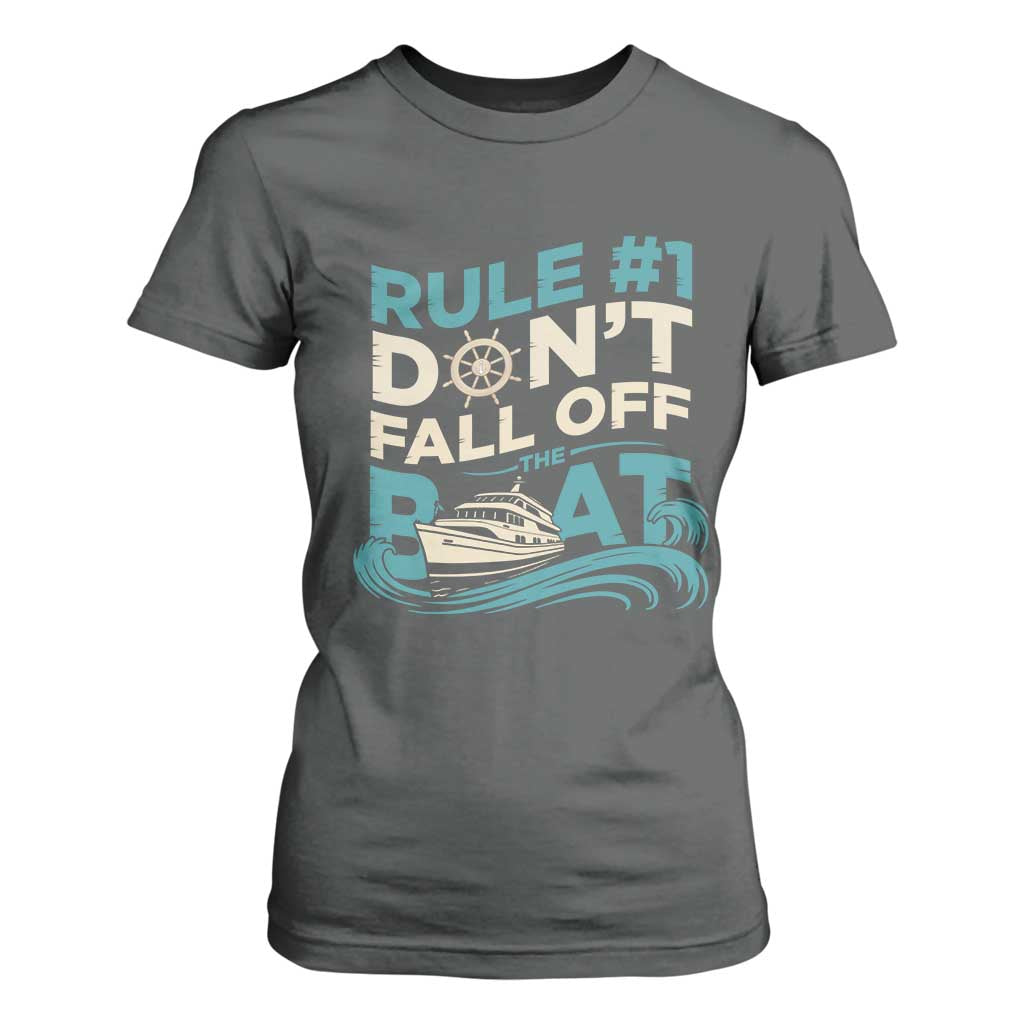 Funny Cruise Ship T Shirt For Women Rule Number One Do Not Fall Off The Boat TS14 Dark Heather Print Your Wear