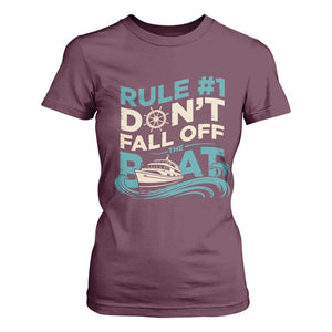Funny Cruise Ship T Shirt For Women Rule Number One Do Not Fall Off The Boat TS14 Maroon Print Your Wear