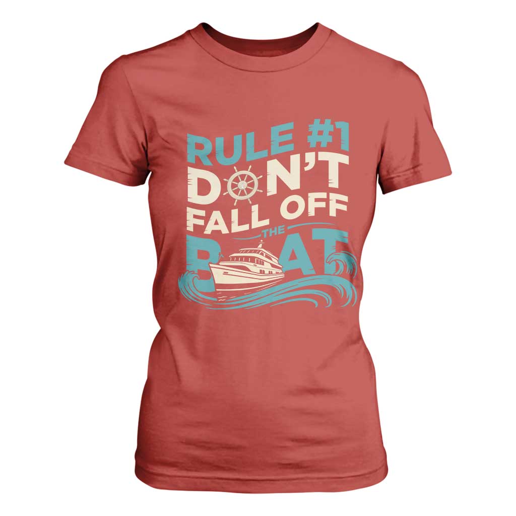 Funny Cruise Ship T Shirt For Women Rule Number One Do Not Fall Off The Boat TS14 Red Print Your Wear