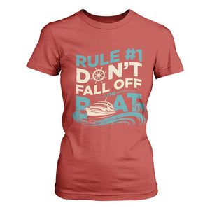 Funny Cruise Ship T Shirt For Women Rule Number One Do Not Fall Off The Boat TS14 Red Print Your Wear