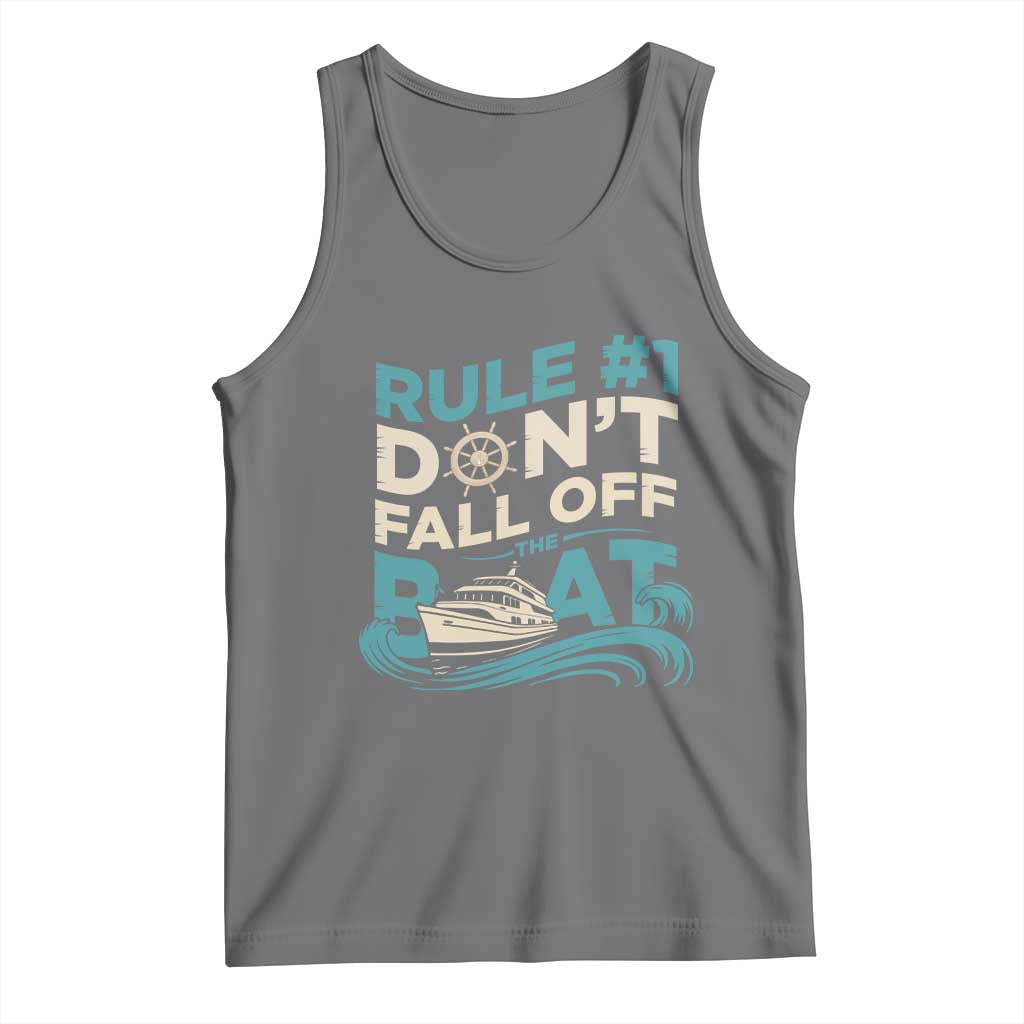 Funny Cruise Ship Tank Top Rule Number One Do Not Fall Off The Boat TS14 Black Heather Print Your Wear