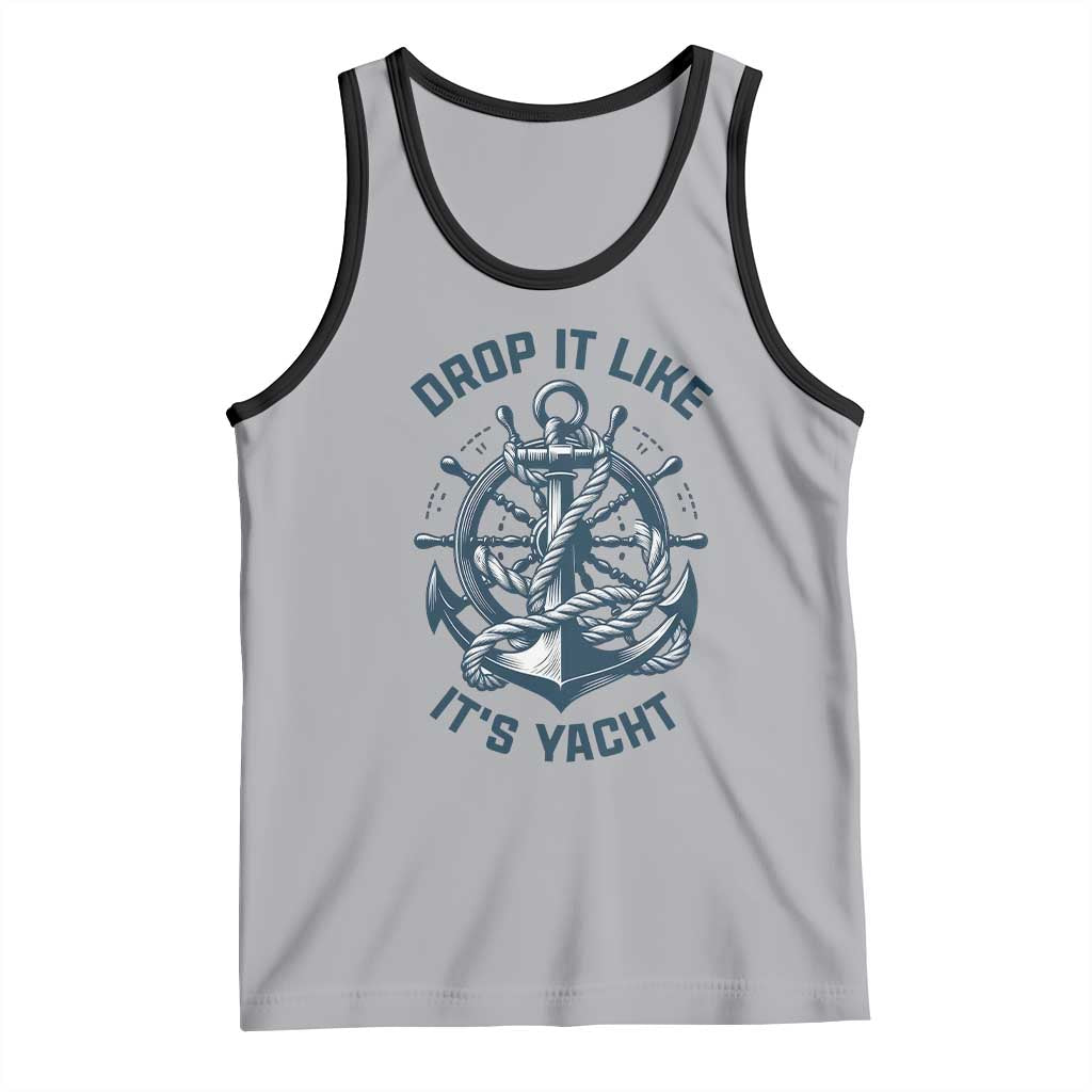 Funny Sailing Cruising Tank Top Drop It Like Its Yacht TS14 Athletic Heather Black Print Your Wear