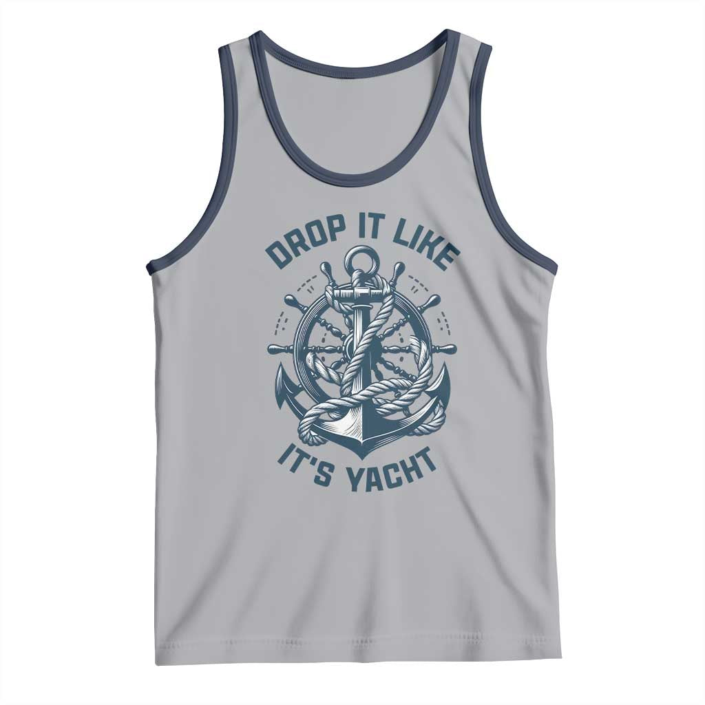 Funny Sailing Cruising Tank Top Drop It Like Its Yacht TS14 Athletic Heather Navy Print Your Wear