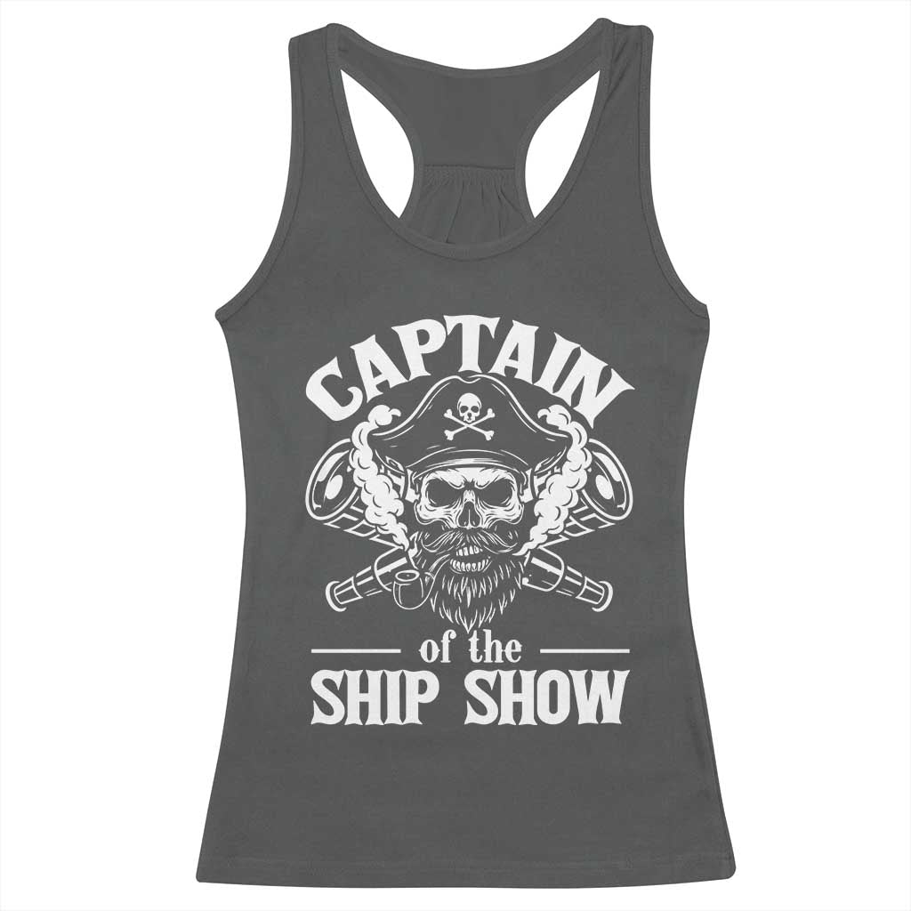 Funny Boat Captain Pun Racerback Tank Top Captain Of The Ship Show TS14 Dark Heather Print Your Wear