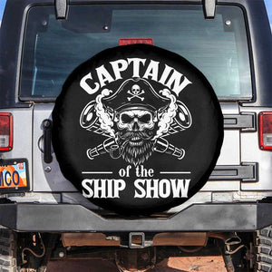Funny Boat Captain Pun Spare Tire Cover Captain Of The Ship Show TS14 No hole Black Print Your Wear