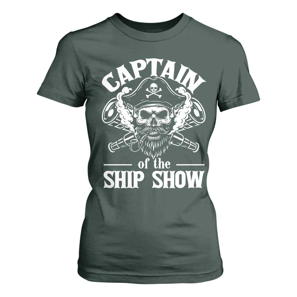 Funny Boat Captain Pun T Shirt For Women Captain Of The Ship Show TS14 Dark Forest Green Print Your Wear