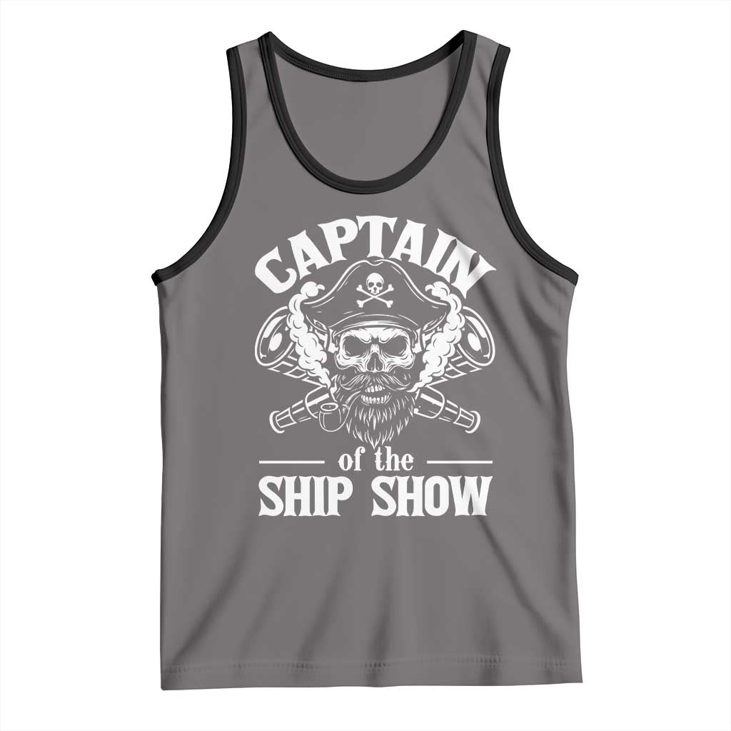 Funny Boat Captain Pun Tank Top Captain Of The Ship Show TS14 Deep Heather Black Print Your Wear