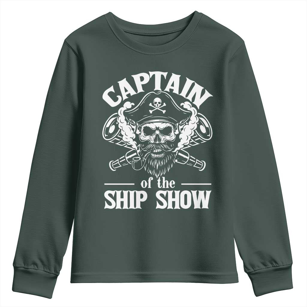 Funny Boat Captain Pun Youth Sweatshirt Captain Of The Ship Show TS14 Dark Forest Green Print Your Wear