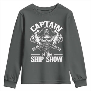 Funny Boat Captain Pun Youth Sweatshirt Captain Of The Ship Show TS14 Dark Heather Print Your Wear