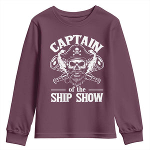 Funny Boat Captain Pun Youth Sweatshirt Captain Of The Ship Show TS14 Maroon Print Your Wear