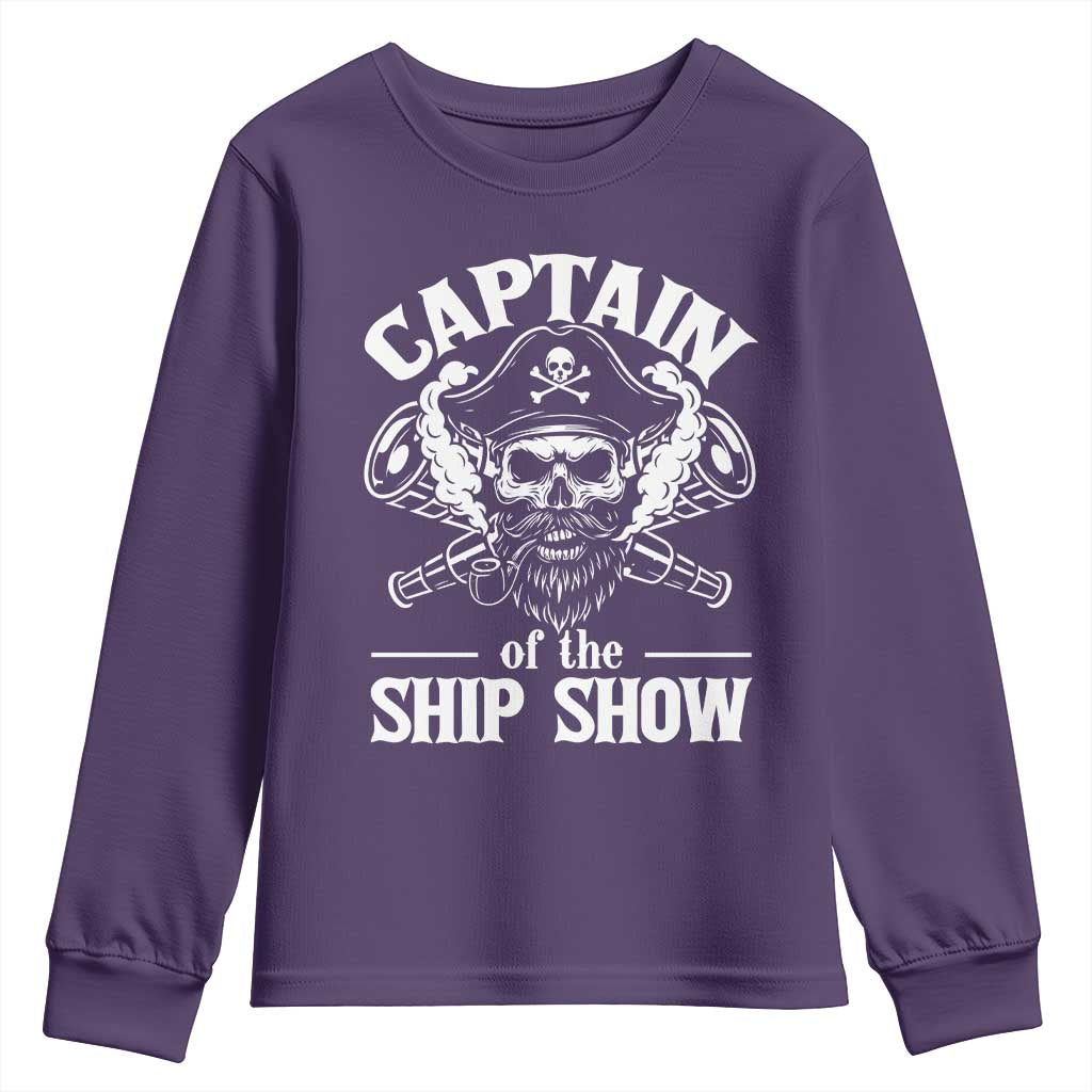 Funny Boat Captain Pun Youth Sweatshirt Captain Of The Ship Show TS14 Purple Print Your Wear