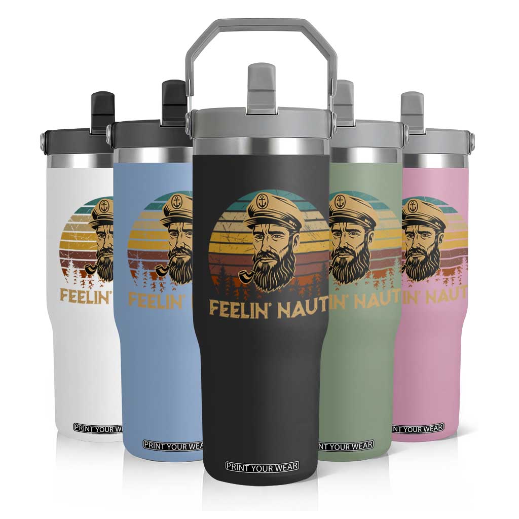 Funny Sailing Boating Flip Straw Tumbler Feelin Nauti TS14 Print Your Wear