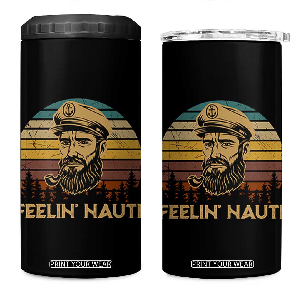 Funny Sailing Boating 4 in 1 Can Cooler Tumbler Feelin Nauti TS14 One Size: 16 oz Black Print Your Wear