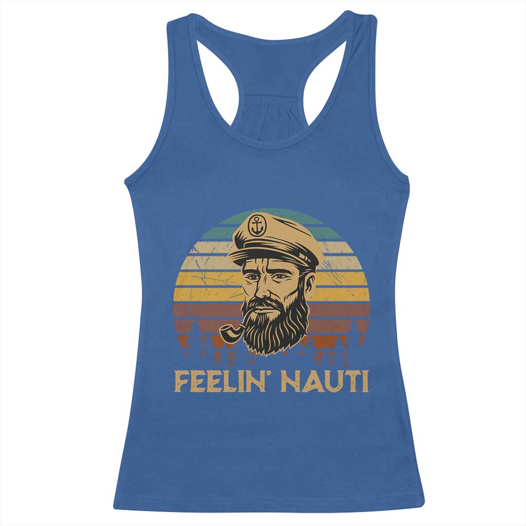 Funny Sailing Boating Racerback Tank Top Feelin Nauti TS14 Royal Blue Print Your Wear