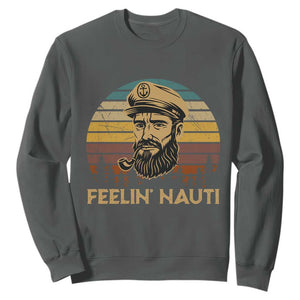 Funny Sailing Boating Sweatshirt Feelin Nauti TS14 Dark Heather Print Your Wear