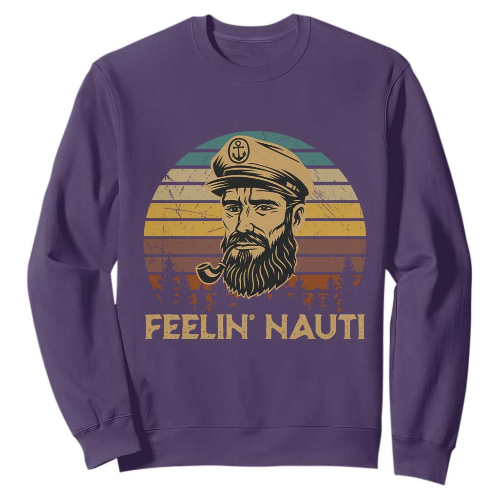 Funny Sailing Boating Sweatshirt Feelin Nauti TS14 Purple Print Your Wear