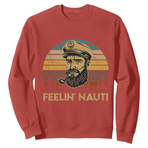 Funny Sailing Boating Sweatshirt Feelin Nauti TS14 Red Print Your Wear