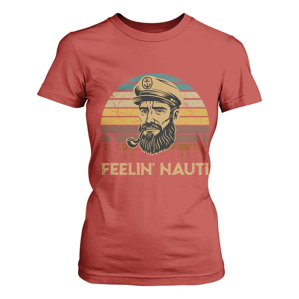Funny Sailing Boating T Shirt For Women Feelin Nauti TS14 Red Print Your Wear
