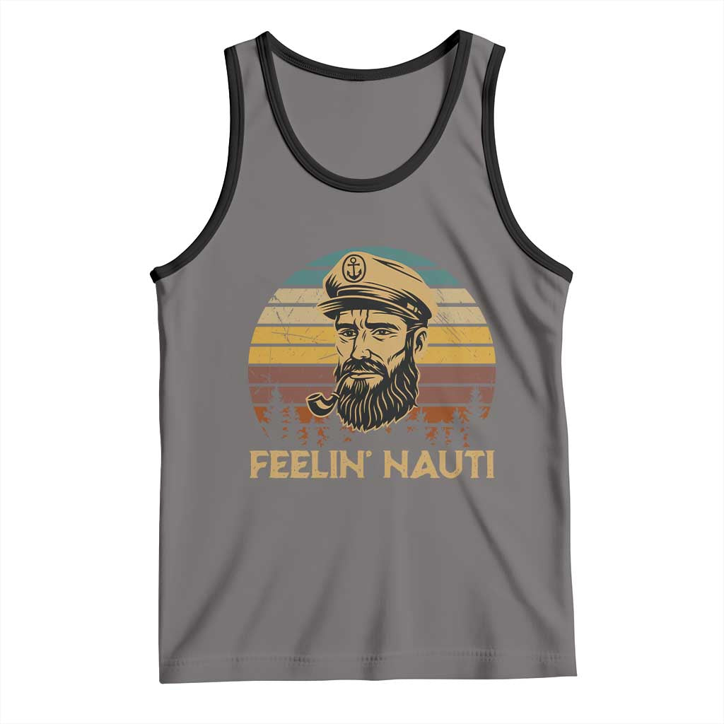 Funny Sailing Boating Tank Top Feelin Nauti TS14 Deep Heather Black Print Your Wear